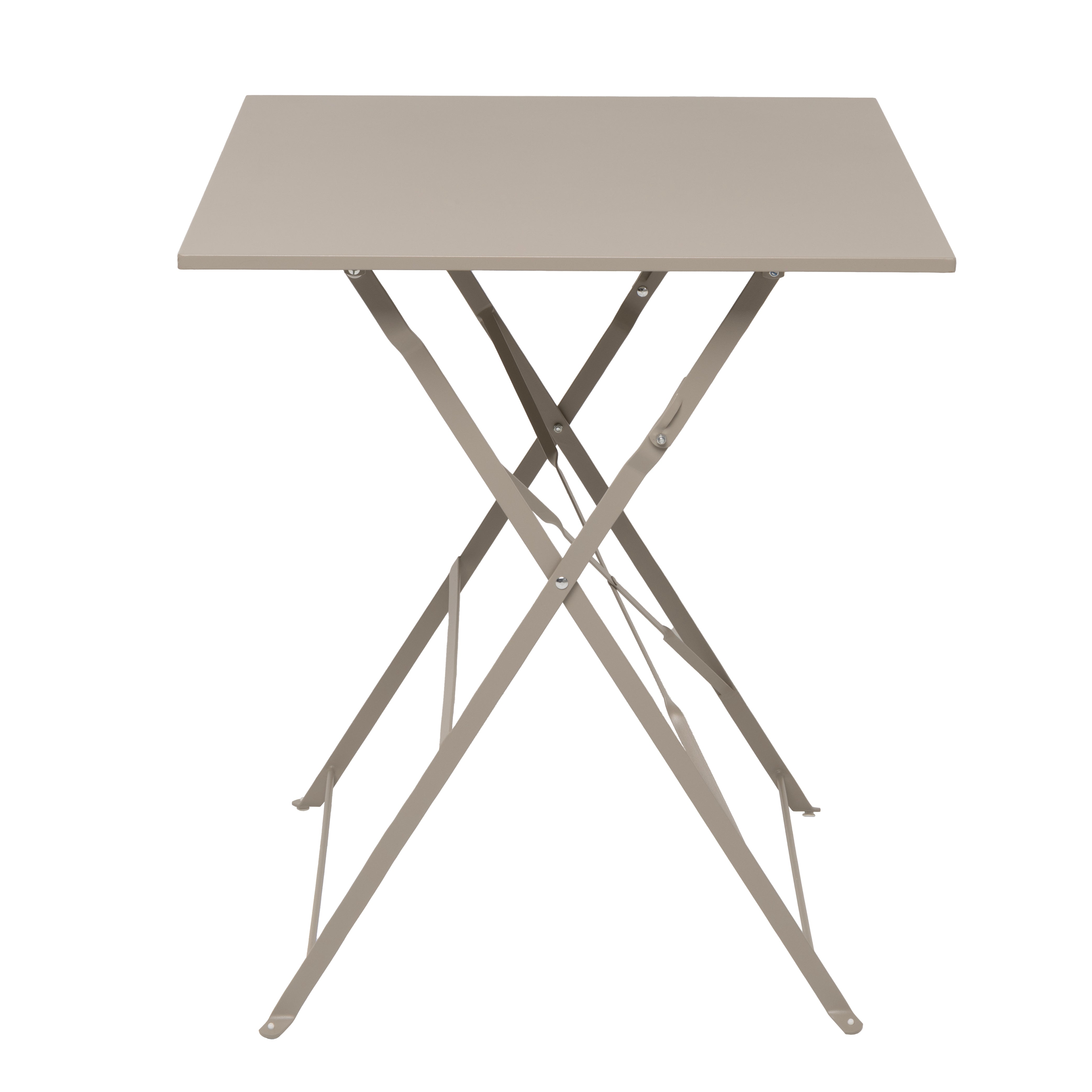 VESTIAMO CASA GIARDINO - Set giardino Bistrot tavolo 60x60 cm e 2 sedie pieghevoli in acciaio Tortora